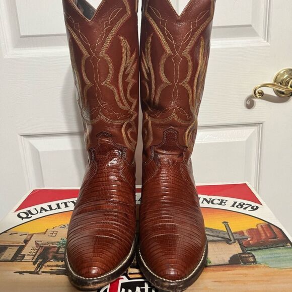 Justin 8303 Men's Exotic Western Boot with Peanut Brittle Lizard Foot - PERFECT! - Picture 4 of 12